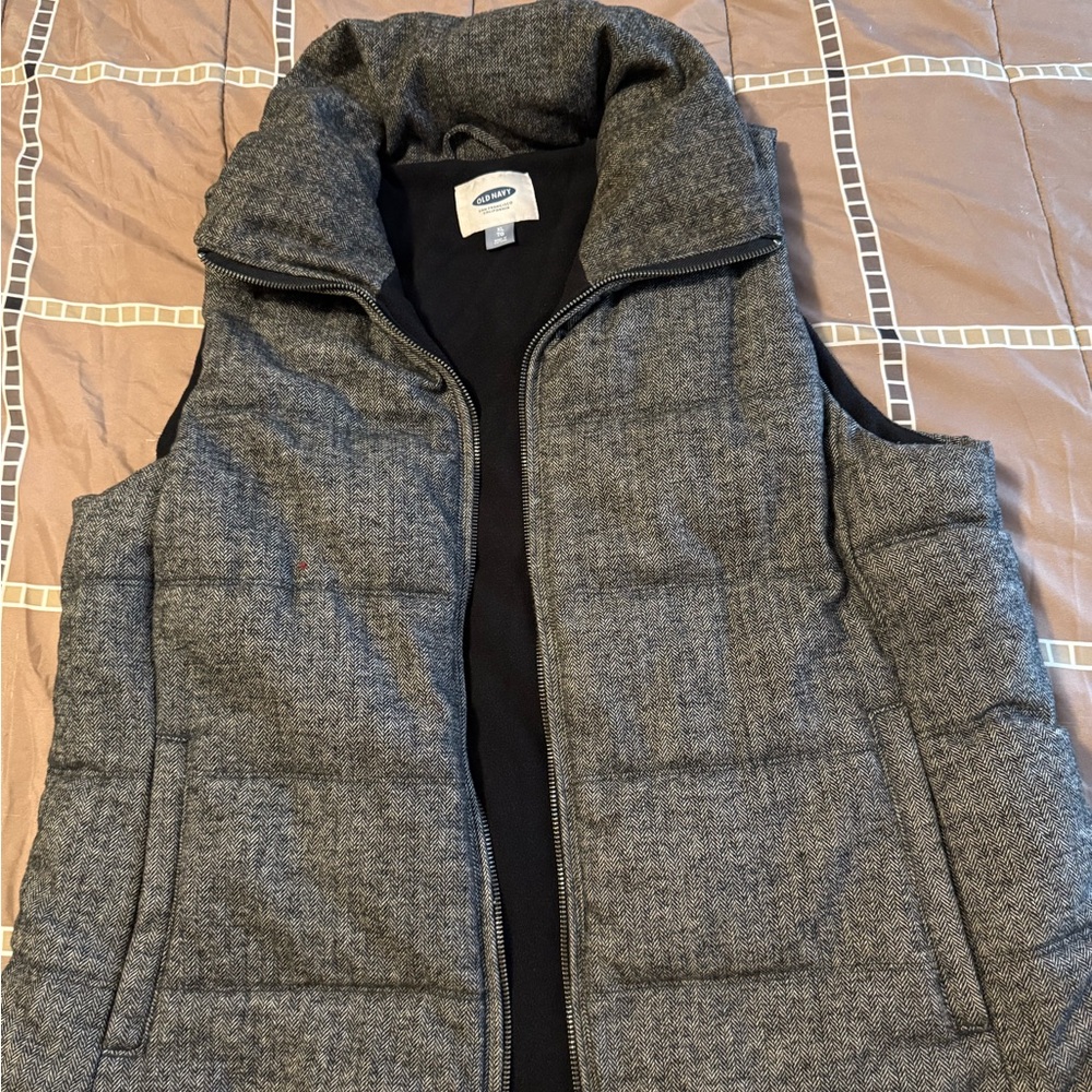 Old Navy Charcoal Herringbone Vest